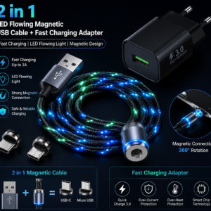 2in1 LED Flowing Magnetic USB Cable I Fast Charging Adapter