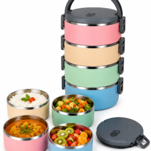 Stainless Steel Four Layer Lunch Box multicolour